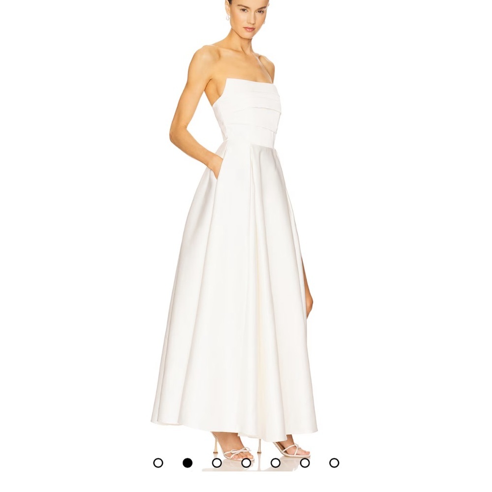 New | Sau Lee Heidi White Satin Gown US 12